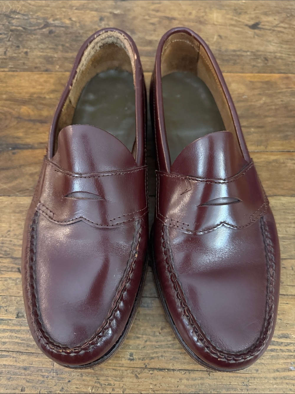 Mens Frye Burgundy Vintage Classic Leather Penny Loafer Size 9.5